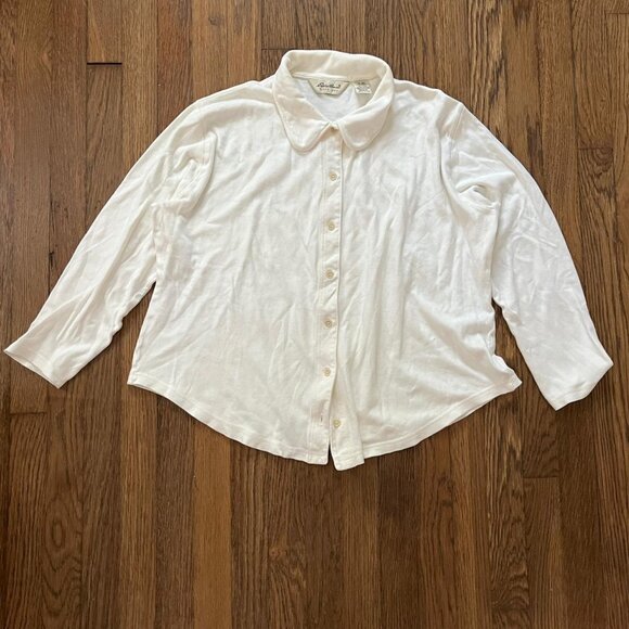 Cream Eddie Bauer Long Sleeve Button Up Shirt, Women's XXL Relaxed Fit Top - Picture 1 of 6